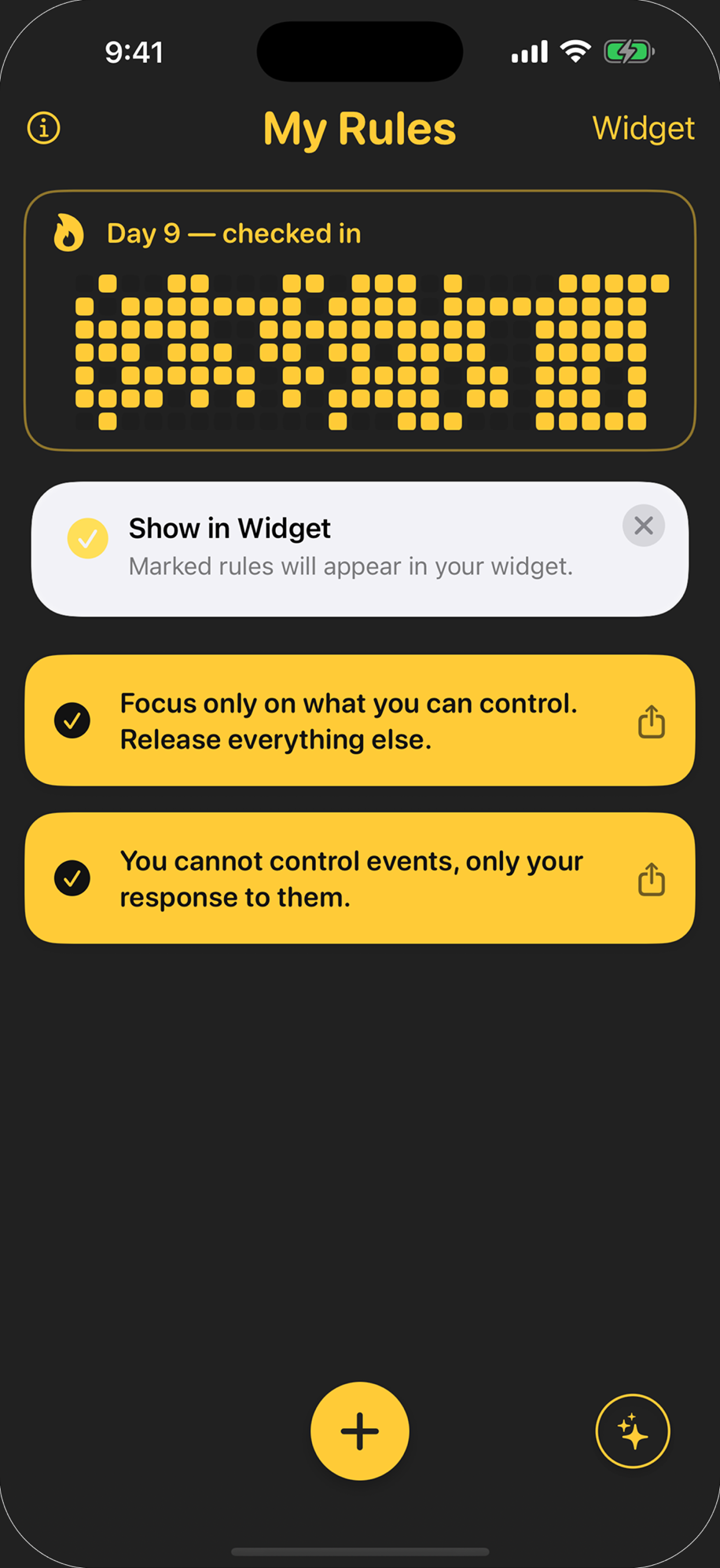 Life Rules running on an iPhone